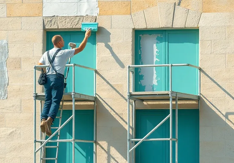 Ravalement de façade en pierre, nettoyage et application d'enduit